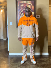 Load image into Gallery viewer, FG Flared Sweatsuit Orange/Beige
