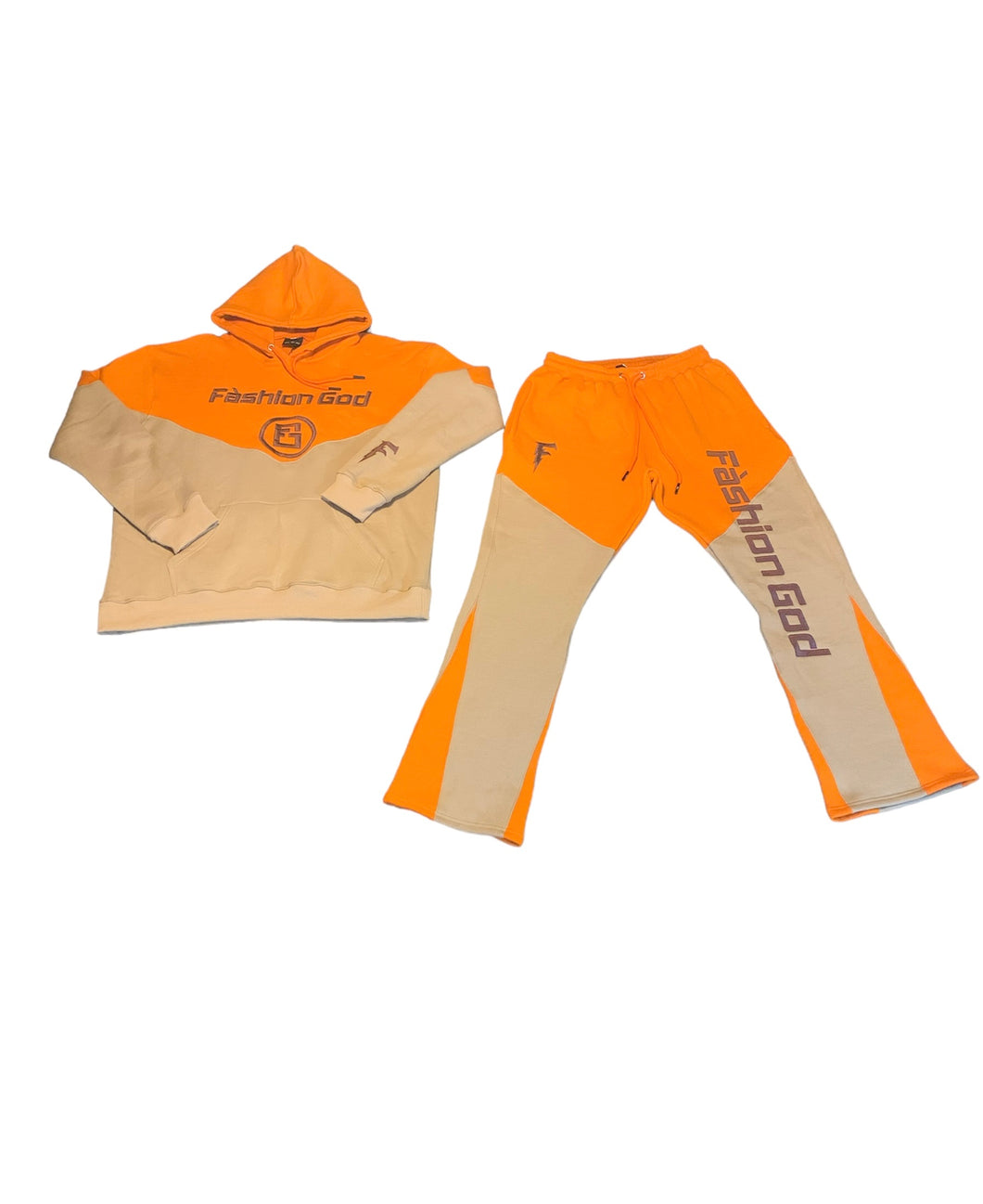 FG Flared Sweatsuit Orange/Beige